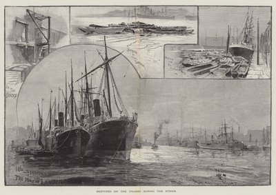 ストライキ中のテムズ川のスケッチ 作： Henry Charles Seppings Wright